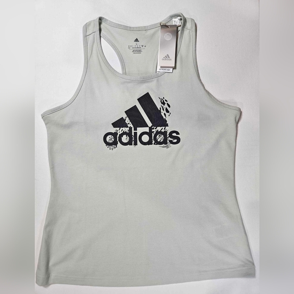 Adidas Womens Tank Top Large Aeroready‎ Light Green Black Logo Adidas Essentials - Picture 1 of 13
